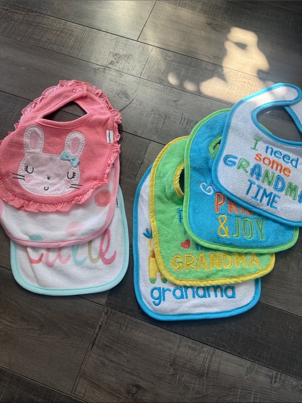 Gerber Baby Bibs Set - Pink, White, Blue, Green, Yellow